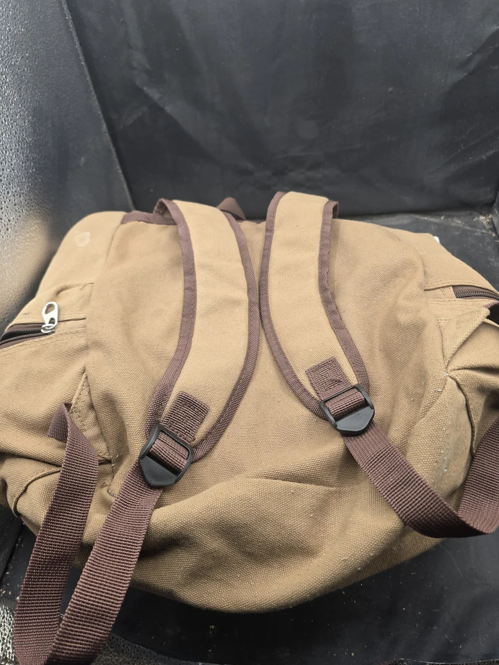 Casual Men's Canvas‎ Backpack in Tan with Brown Accents